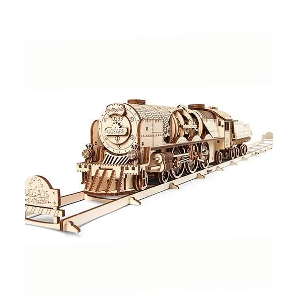 Ugears 蒸気機関車 70058  V-Express Steam Train with Tender V-Expres 知育 ウッドパズル 3D 工作キット