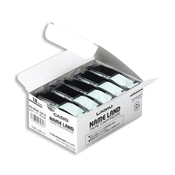 (まとめ）カシオ CASIO ネームランド NAME LAND スタンダードテープ 18mm×8m 黄/黒文字 XR-18YW-5P-E 1パック(5個)〔×3セット〕