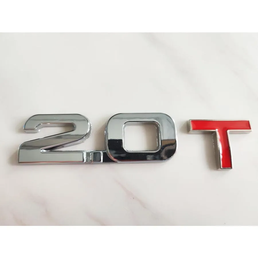 【並行輸入品】2X 2.0T エンブレム エンブレム エンブレム 3D エンブレム デカール ステッカー 車やトラックに最適 (シルバーレッド)