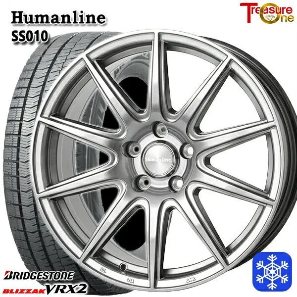 195/60R16インチ ブリヂストン ブリザック VRX2 5H100 スタッドレスタイヤホイールセット ヒューマンライン SS010 DG