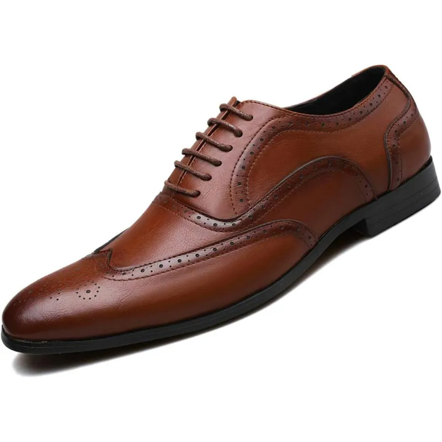 【並行輸入品】Men's Dress Shoes  Oxford Formal Business Lace Up  Men's Classic Bro