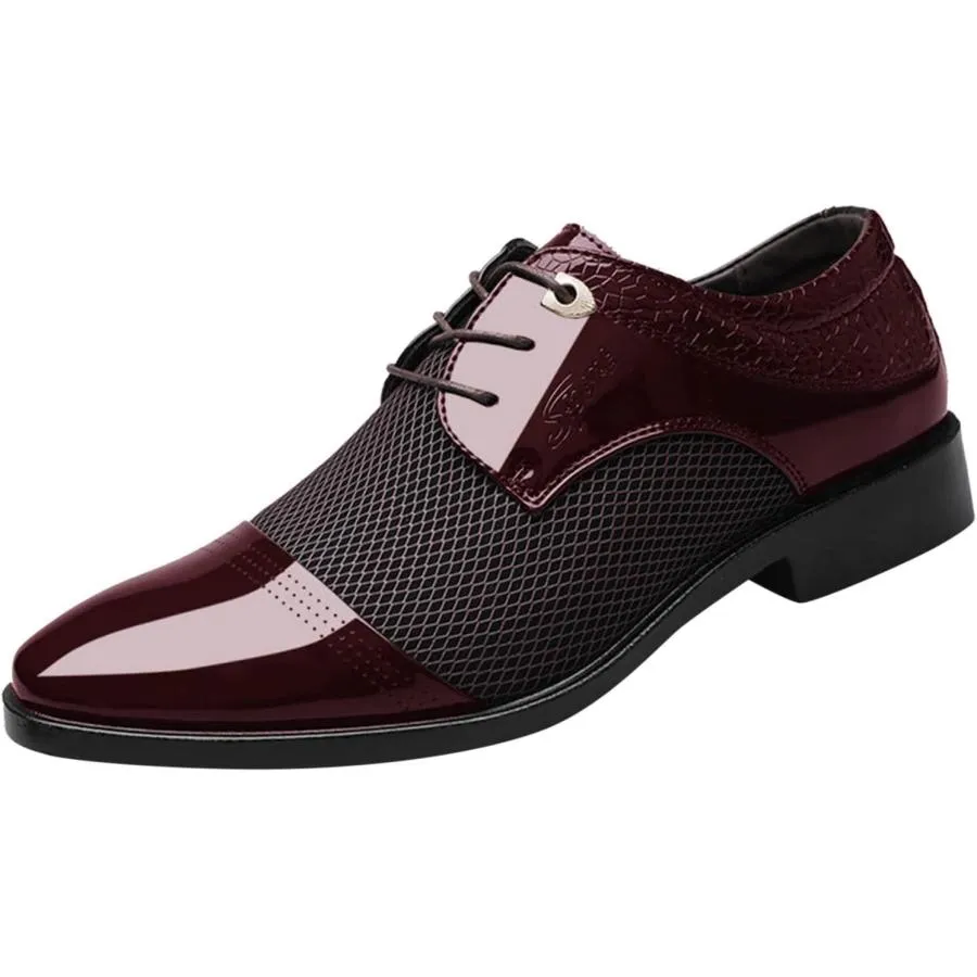 【並行輸入品】Men Dress Shoes Wide Width Black Classical Style Leather Shoes for M