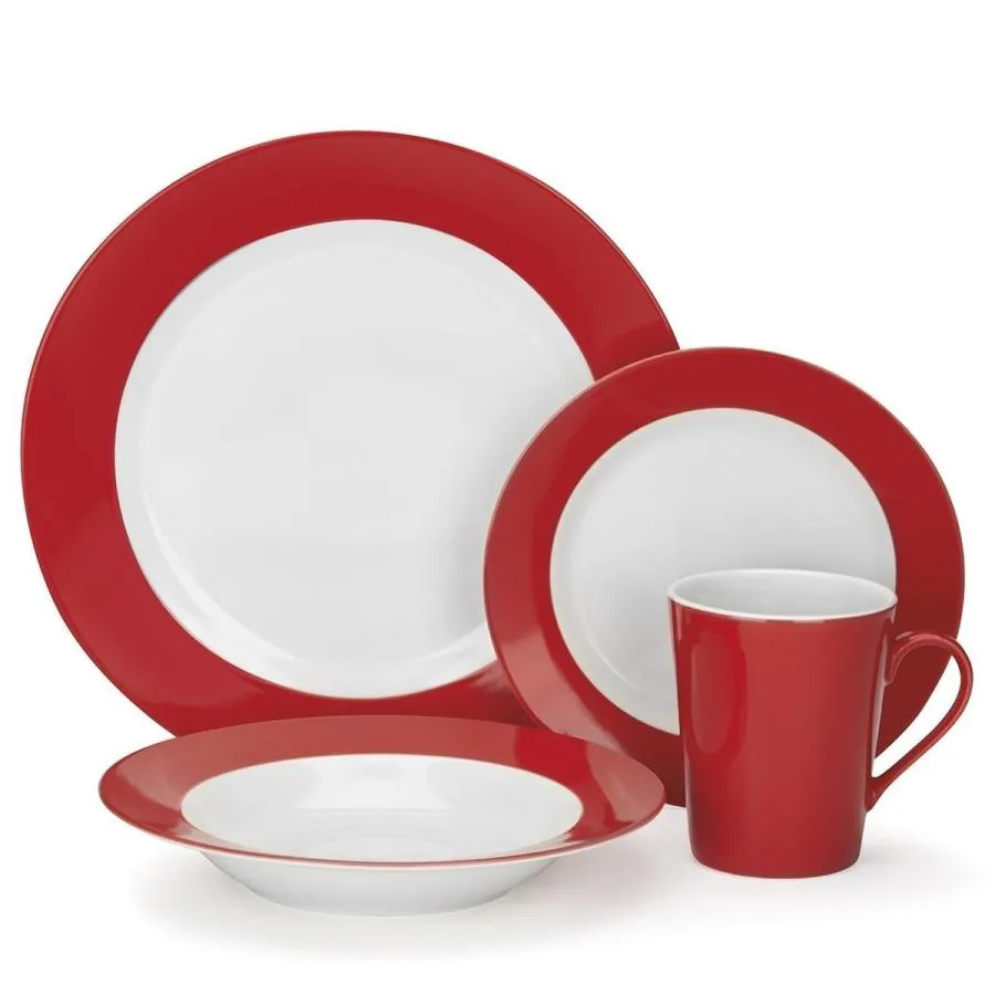 クイジナート 食器16点セット ディナーウエアセット磁器食器 コレクション レッド Cuisinart Rialle Collection 16-Piece Porcelain Dinnerware Set