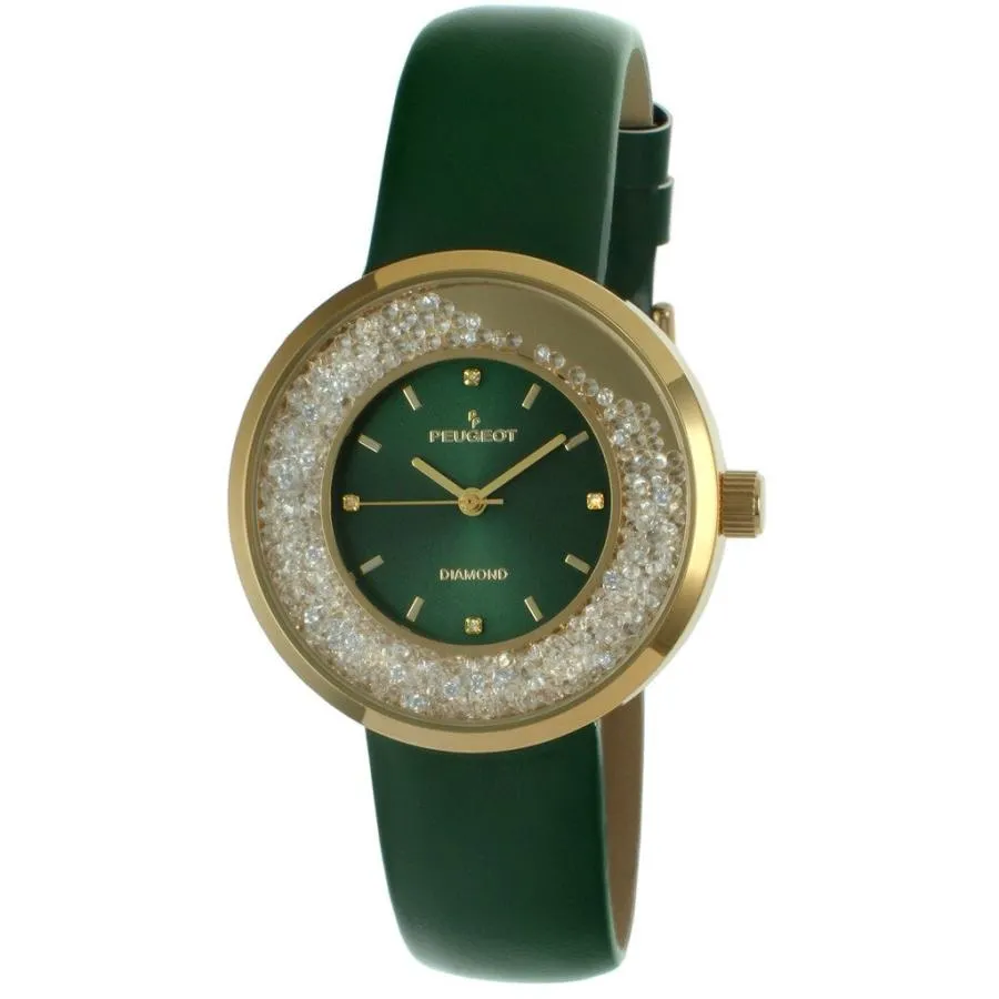 Women 's Round Genuine Diamond Floating CZ Watch 3041sbk
