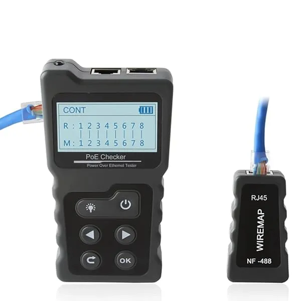 ケーブルチェッカー lan ケーブル テスター 多機能 LCD ネットワークケーブルテスターPoEチェッカー PoE/電圧/電流 ケーブルテスター
