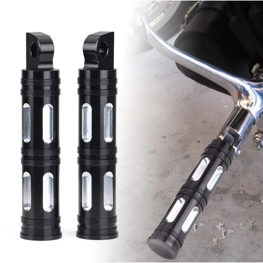 【並行輸入品】Goldfire オートバイフットペグ CNCカット フロント\u0026リアフットペグ フットレスト ハーレー用 1ペア ブラック HD0