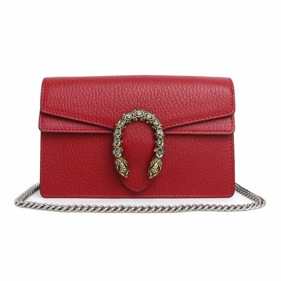 （新品・未使用品）グッチ GUCCI ディオニュソス スーパーミニ チェーン ショルダーバッグ 斜め掛け レザー レッド 赤 アンティークシルバー金具 476432 箱付