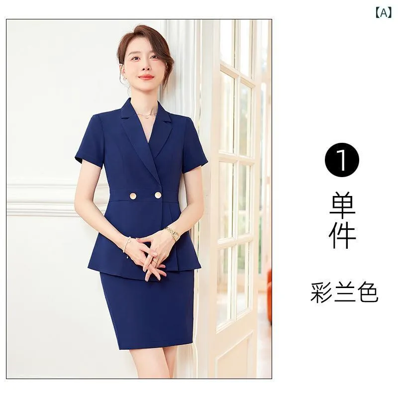 女性用 スーツ 夏 半袖 フォーマル な レディースジャケット 豪華 作業服 作業服(x10)