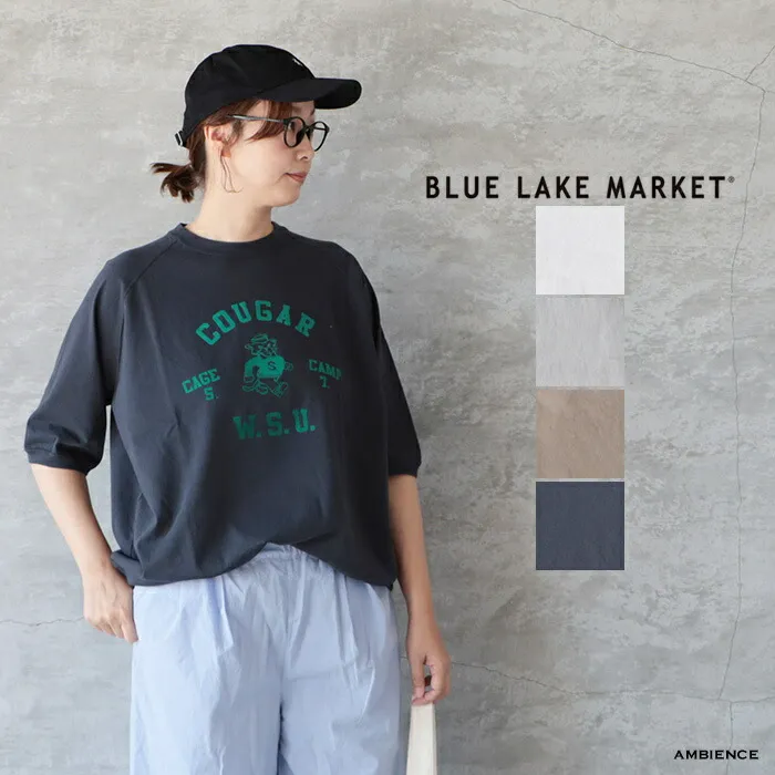 BLUE LAKE MARKET ブルーレイクマーケットラグランスリーブプリントTee \"COUGAR\"メール便発送 日本製 26春夏 ic-de
