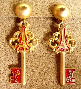 【送料無料】ジュエリー・アクセサリー パリイヤリングクリップメタルドール1944   clefs de paris boucles doreille  clips  metal dore emaille