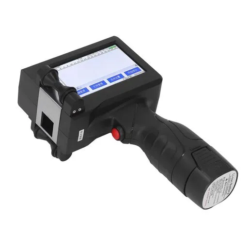ハンドヘルドプリンター、HDLEDタッチスクリーンポータブルインクジェットプリンター4コアCUP快適なハンドルインクジェットプリンター、プラスチック、金属、ラベル、革用の黒の高接着…