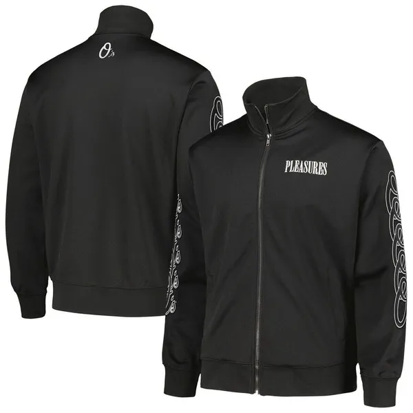 プレジャーズ メンズ アウター ジャケット・ブルゾン Men PLEASURES Black Baltimore Orioles Pitcher Full-Zip Track Jacket Black ブラック