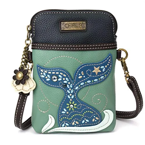 chala バッグ パッチ カバン かわいい CHALA Dazzled Cell Phone Crossbody Purse-Women PU Leather Multicolor Handbag with Adjustable Strap - Mermaid Tail - tealchala バッグ パッチ カバン かわいい