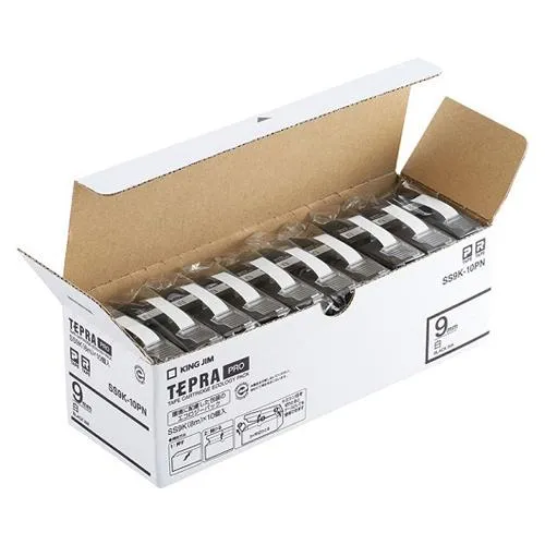 キングジム テプラ PROテープ エコパック 幅9mm 白ラベル 【10個入】 SS9K-10PN