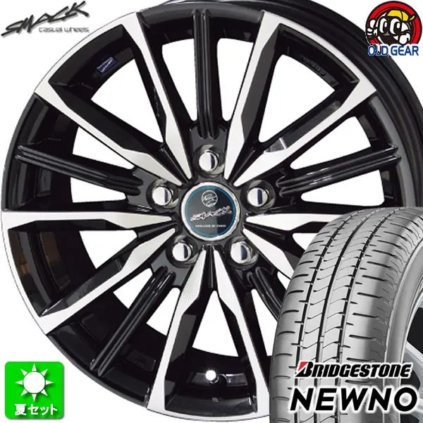 225/55R18 ブリヂストン ニューノ 新品サマータイヤ ホイール 4本セット 共豊 スマック ヴァルキリー サファイアブラック×ポリッシュ 18インチ 5H114.3