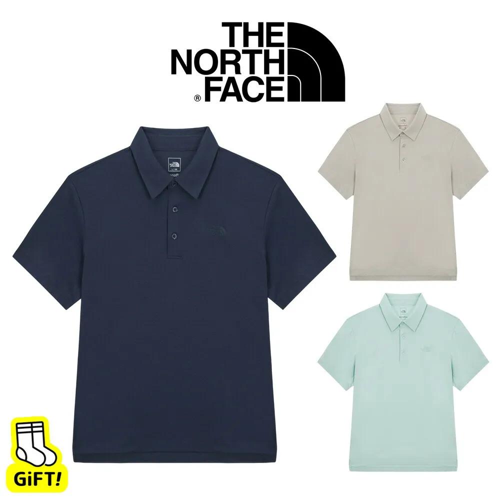 ☆送料無料☆ ノースフェイス ポロシャツ THE NORTH FACE M ALL DAY S/S POLO 韓国ノースフェイス 半袖 襟付き Tシャツ ゴルフウェア スポーツ シンプル お出かけ メンズ 男性 大人 夏 NT7PS08A NT7PS08B【韓国正規品/関税込/靴下 ギフト】