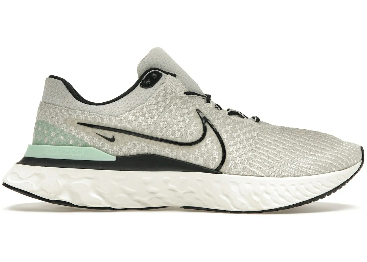 ナイキ リアクト ラン フライニット 黒色 ブラック スニーカー メンズ NIKE REACT INFINITY RUN FLYKNIT 3 PHANTOM BLACK MINT / PHANTOM BLACK LIGHT BONE SAIL