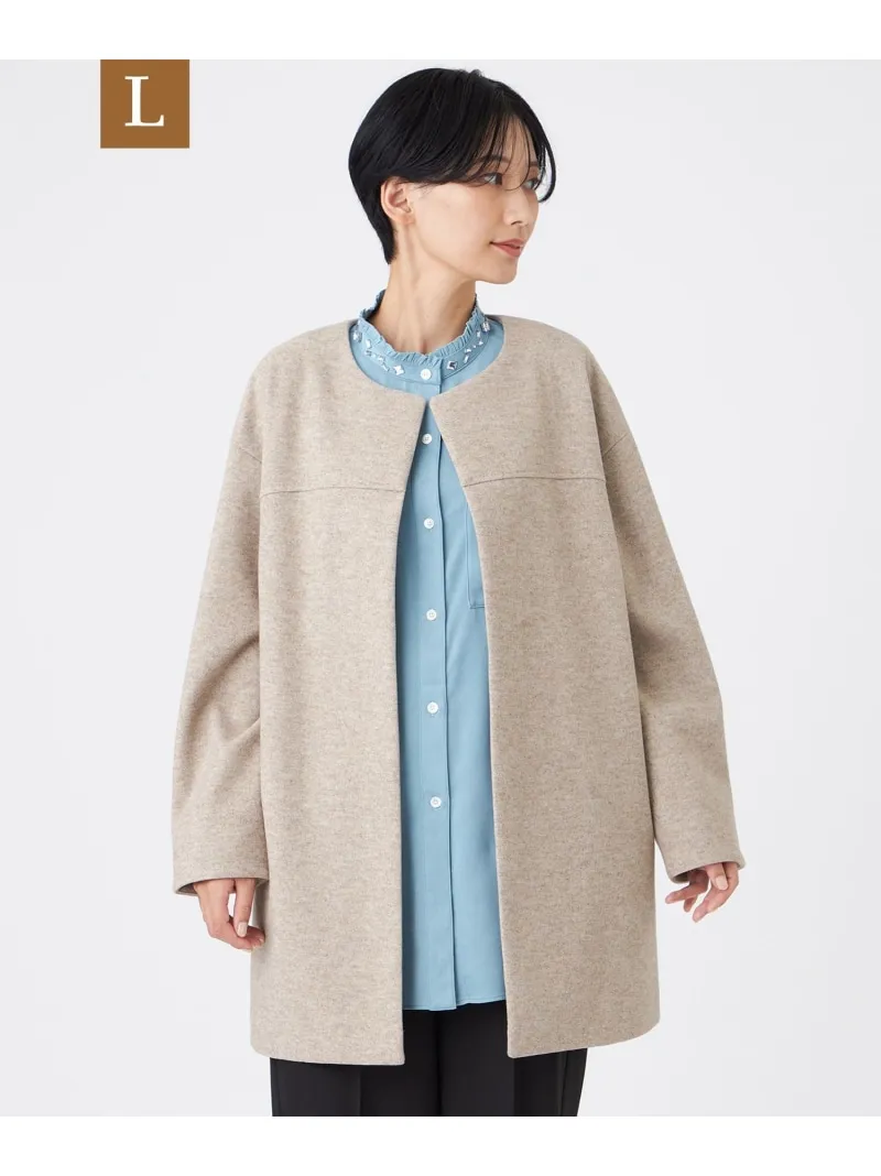 【SALE／36%OFF】【L】【カタログ掲載】【ウォッシャブル】ウールライクジャージ-ノーカラーコーディガン EVEX by KRIZIA サンヨー エルサイズ ジャケット・アウター その他のジャケット・アウター ベージュ ブルー ブラック【RBA_E】【送料無料】[ Fashion]