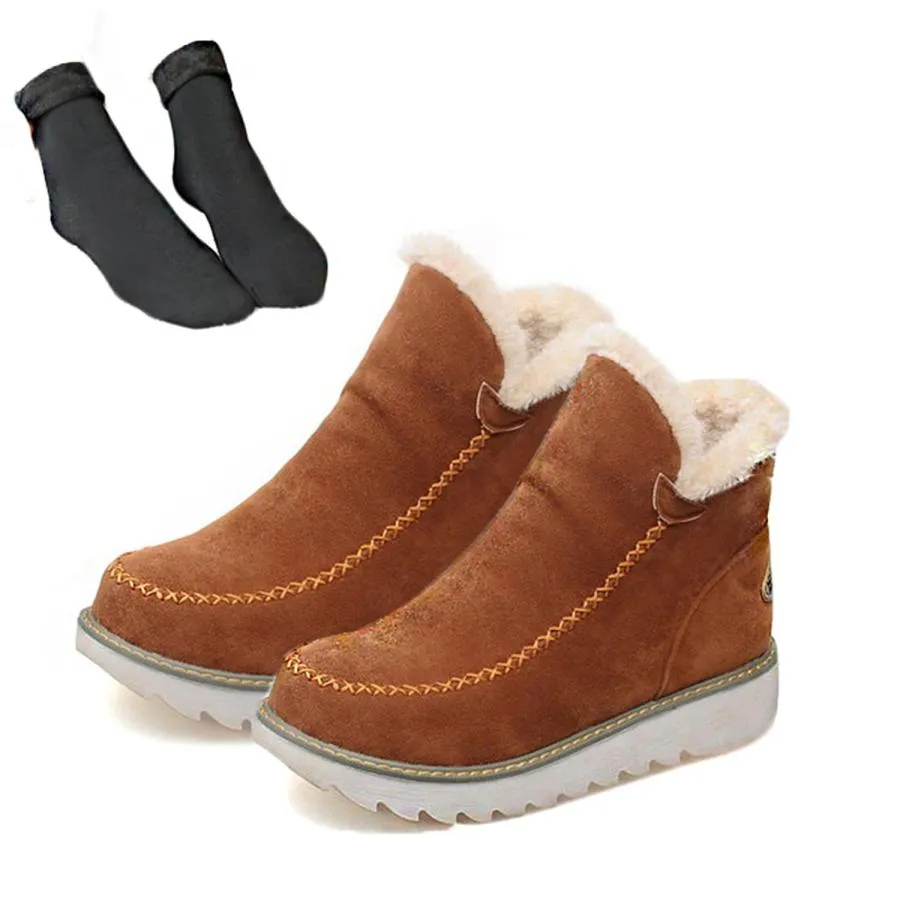 【並行輸入品】Pyrenees Fleece Ankle Boots, Women's Winter Outdoor Warmth Flat