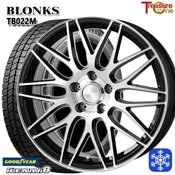 195/60R16インチ グッドイヤー アイスナビ8 ICE NAVI8 5H100 スタッドレスタイヤホイールセット ブロンクス TB022M