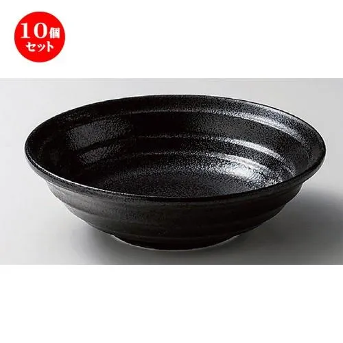 10個セット ☆ 麺皿 ☆鳴門黒耀麺鉢小 [ 22.3 x 6.9cm 733g ] 【 蕎麦屋 旅館 和食器 飲食店 業務用 麺処 ソバ そば 】