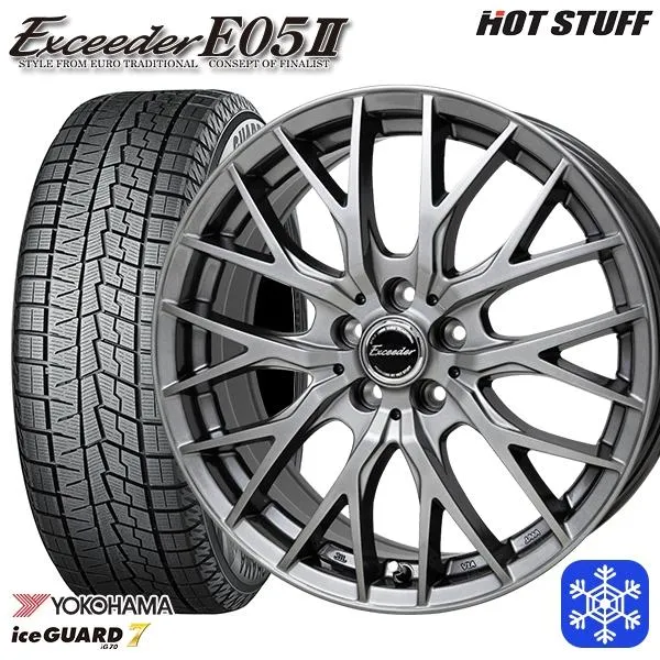 235/60R18インチ ヨコハマ アイスガード IG70 5H114.3 スタッドレスタイヤホイール4本セット ホットスタッフ エクシーダー E05II
