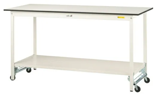 ●u.ヤマキン/山金工業【SUPUH-1590TT-WW】ワークテーブル 150シリーズ ワンタッチ移動タイプ H950mm 全面棚板付 組立式