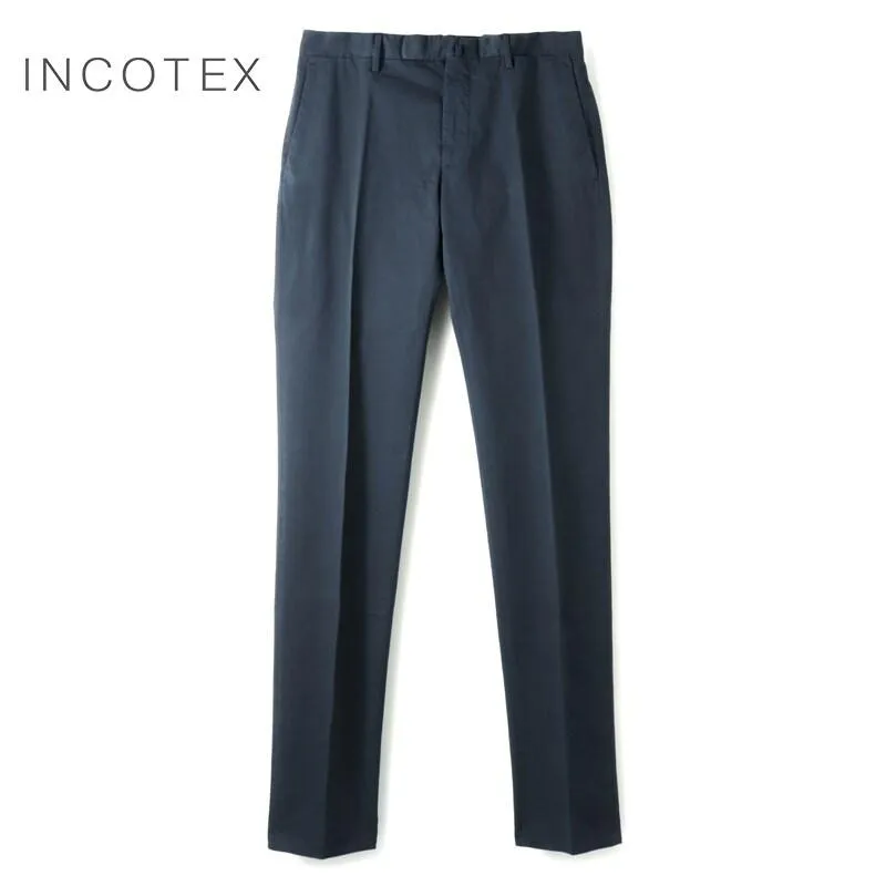 INCOTEX / インコテックス ROYAL BATAVIAガーメントダイコットンストレッチツイルノープリーツパンツ30型/SLIM FIT(1W0030/9098B) （ネイビー）