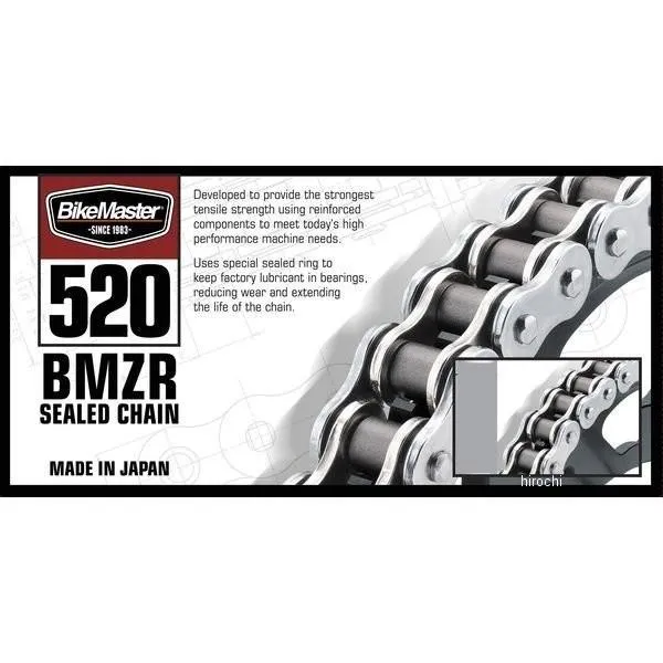 【USA在庫あり】 bkm197405 バイクマスター BikeMaster チェーン 520BMZR シールチェーン 黒/クローム 130L カシメ JP店