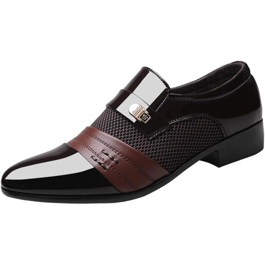 【並行輸入品】Black Dress Shoes for Men Size 8.5 Wide Leather Suit Comfortable Wed
