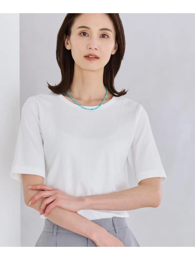 【インナーにおすすめ◎】クルーネックストレッチリブトップス Reflect リフレクト トップス カットソー・Tシャツ ホワイト ブラック【送料無料】[ Fashion]