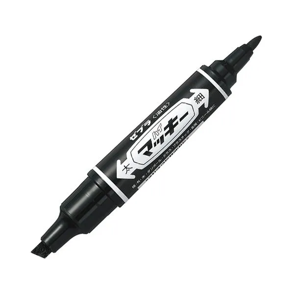 (まとめ) ゼブラ 油性マーカー ハイマッキー 角芯太字+丸芯細字 黒 MO-150-MC-BK 1セット(10本)  【×10セット】[21]