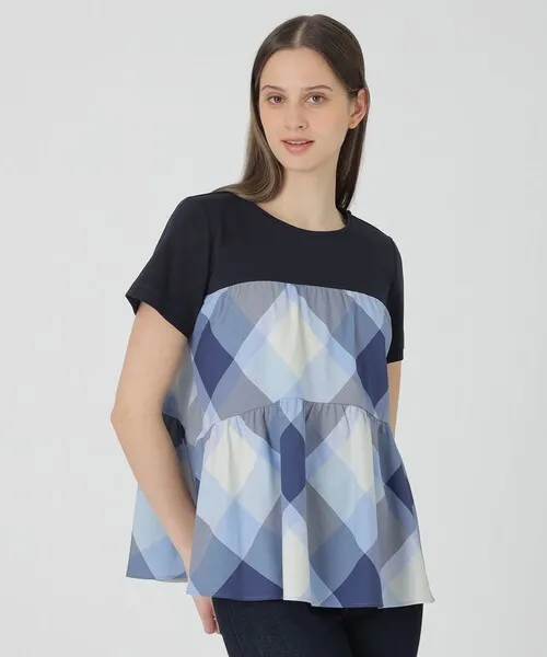 tシャツ クレストブリッジチェックティアードコンビTシャツ レディース