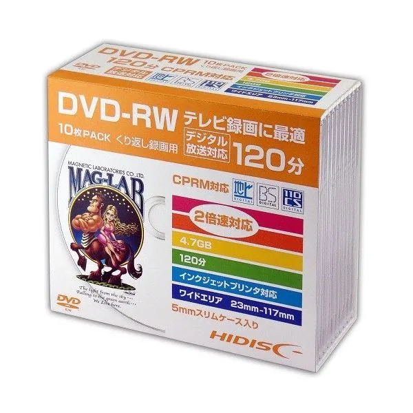 【クーポン配布中】(まとめ)HIDISC DVD-RW 録画用5mmスリムケース10P HDDRW12NCP10SC【×5セット】
