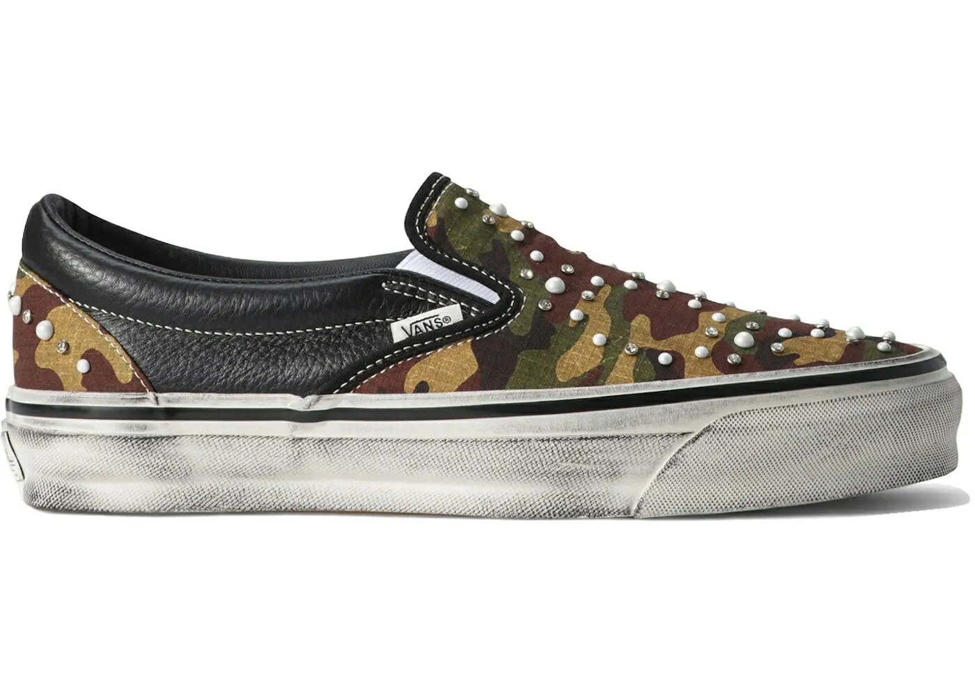 ヴァンズ バンズ クラシック スリッポン カモ柄 黒色 ブラック スニーカー メンズ VANS LX CLASSIC SLIP-ON 98 PEARLIZED PACK CAMO BLACK / CAMO BLACK