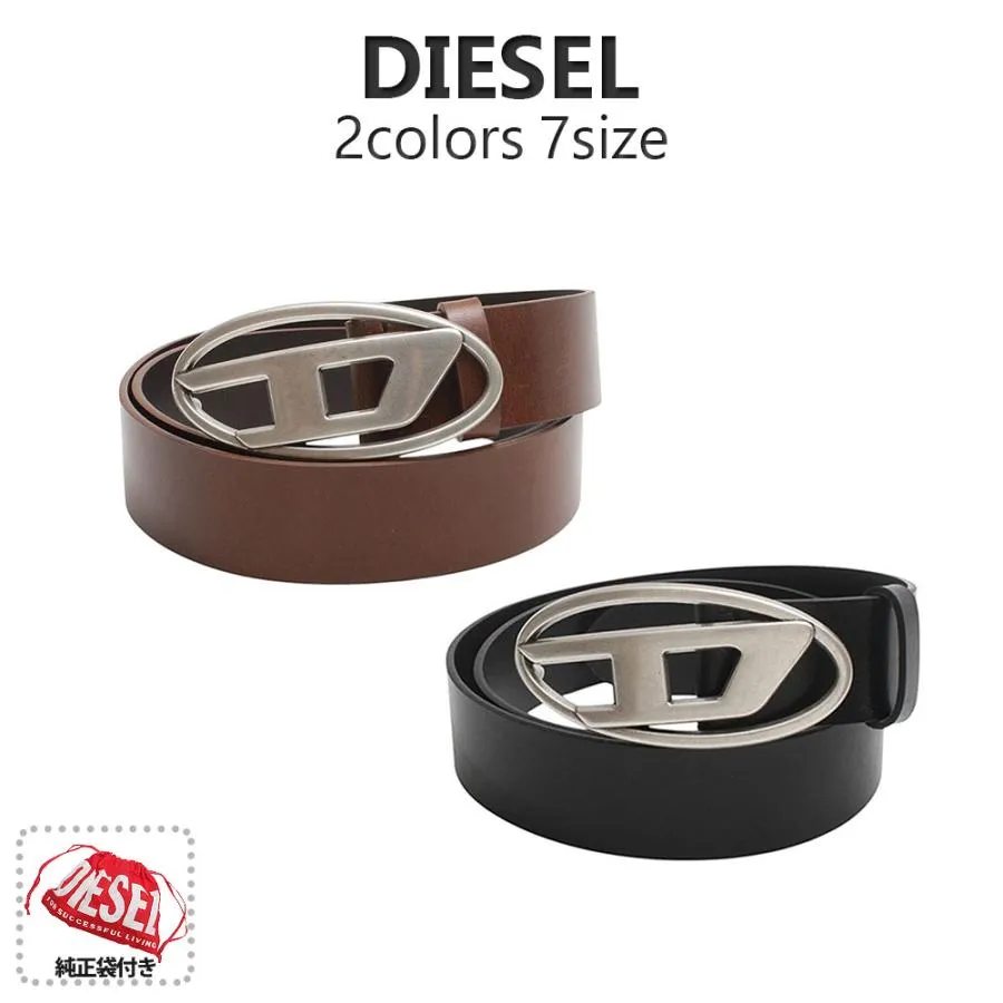 【並行輸入品】ディーゼル DIESEL ベルト メンズ Dロゴプラーク レザー 本革 革 バッファローレザー レザーベルト DIESEL B-1DR X08516 PR666 T8013 T2348 爆買