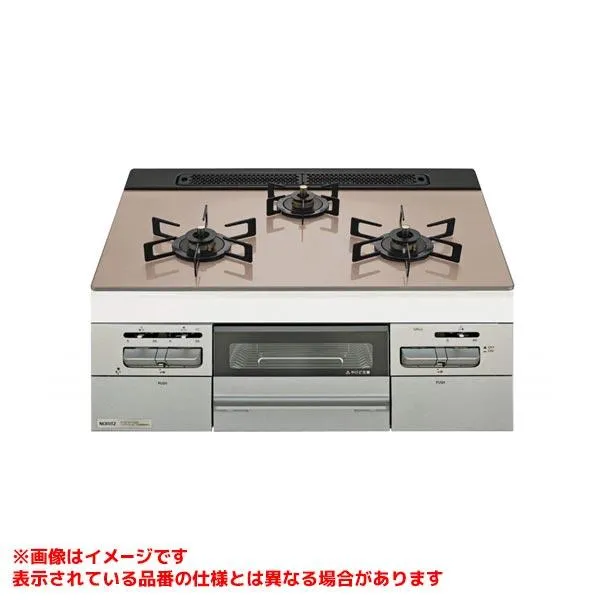 【N3WV6RWAP3SIEC】 《KJK》 ノーリツ ビルトインコンロ ミッケ 60cm シルバーピンクガラストップ ブラックごとく レンジフード連動タイプ ωα0