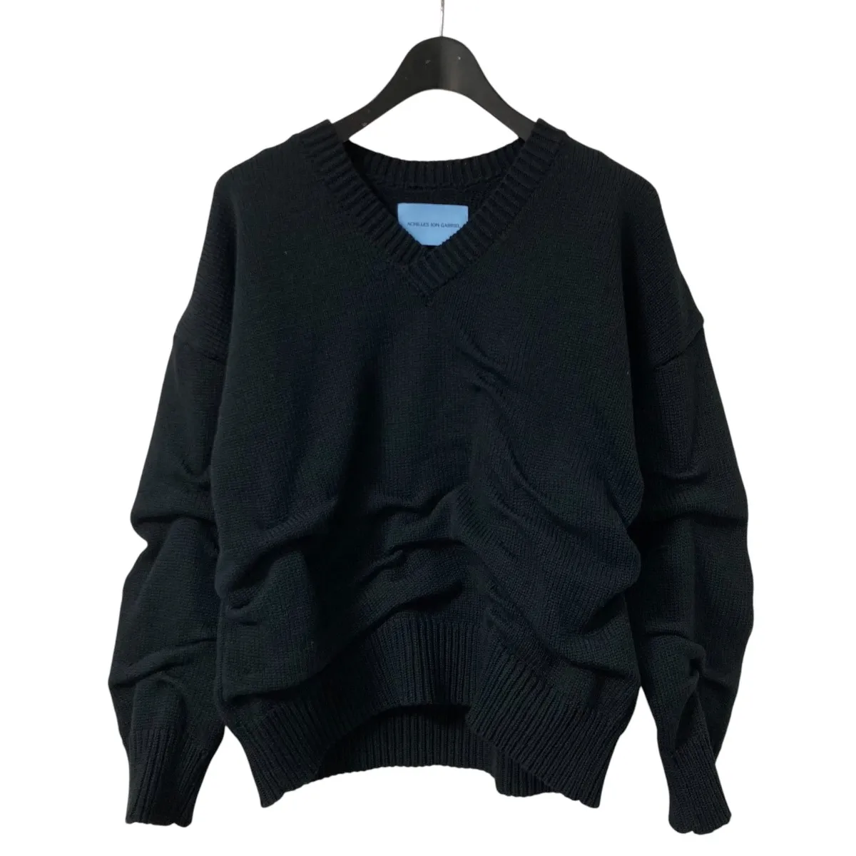 【中古】ARCHILLES ION GABRIEL 24AW Vネックセーター JU0003 AW24 ブラック サイズ：S 【070426】（アキレス イオン ガブリエル）