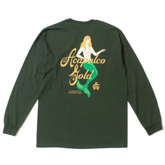 ACAPULCO GOLD アカプルコゴールド 長袖Tシャツ ロンT MERMAID L/S TEE ストリート ロゴ バックプリント グリーン系 M L XL