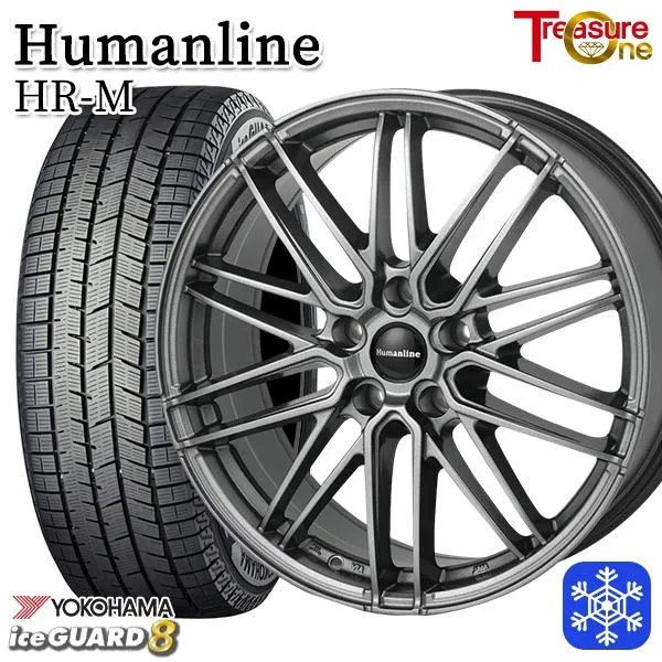 215/60R16インチ ヨコハマ アイスガード IG80 5H114.3 スタッドレスタイヤホイールセット ヒューマンライン HR-M GM