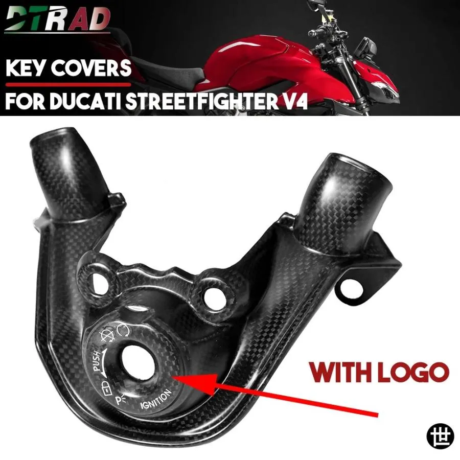 ドゥカティ STREETFIGHTER V4 V4S SP 2020-2023用カーボンキーガードカバーキーロックキーロックカバーバイク 造パーツマット
