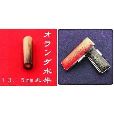 ふるさと納税 伝統技術 静岡県 浜松市 オランダ水牛13.5mm(7書体)牛革ケース(黒)古印体(こいんたい) No.5786-7847 1854 こいんたい