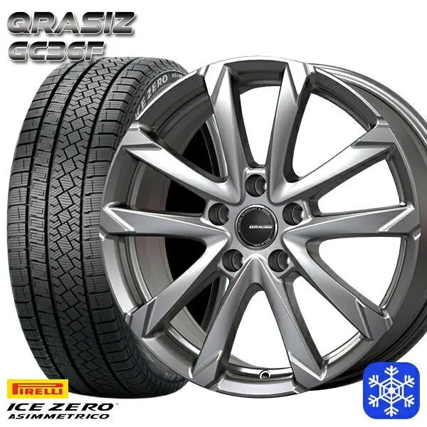 185/65R15インチ ピレリ アイスゼロアシンメトリコ 5H114.3 スタッドレスタイヤホイール4本セット クレイシズ GC36F シルバー