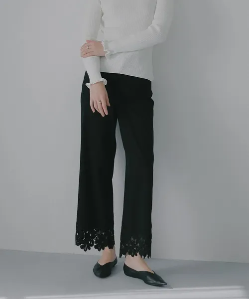 ジーンズ デニム デニムパンツ COTTON LACE DOCKING PANTS レディース