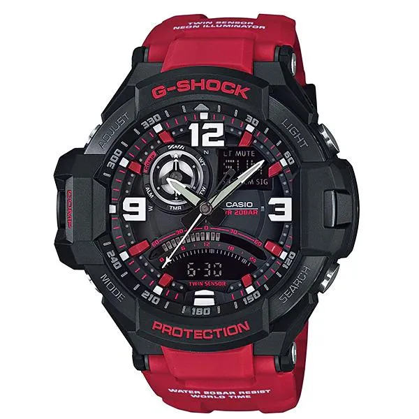G-SHOCK Gショック マスターオブG スカイコックピット GRAVITYMASTER カシオ CASIO アナデジ 腕時計 レッド ブラック GA-1000-4B 逆輸入海外モデル