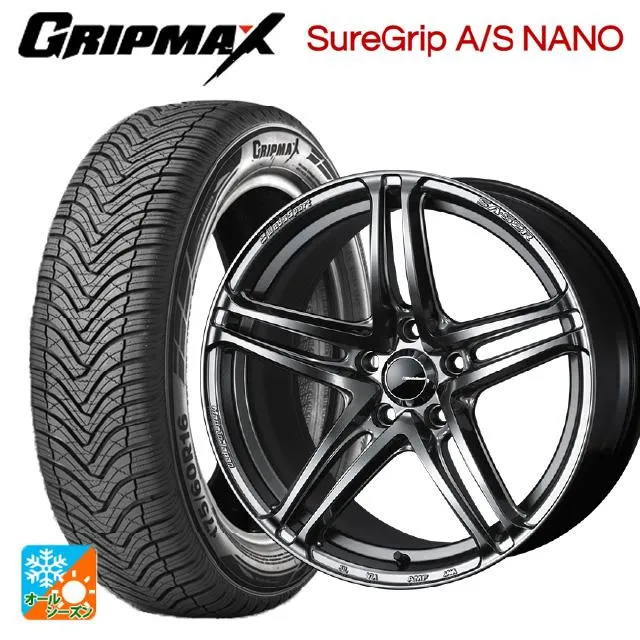 送料無料 オールシーズンタイヤホイール 4本セット 225/60R17 99V グリップマックス シュアグリップ A/S ナノ ブラックレター ウェッ