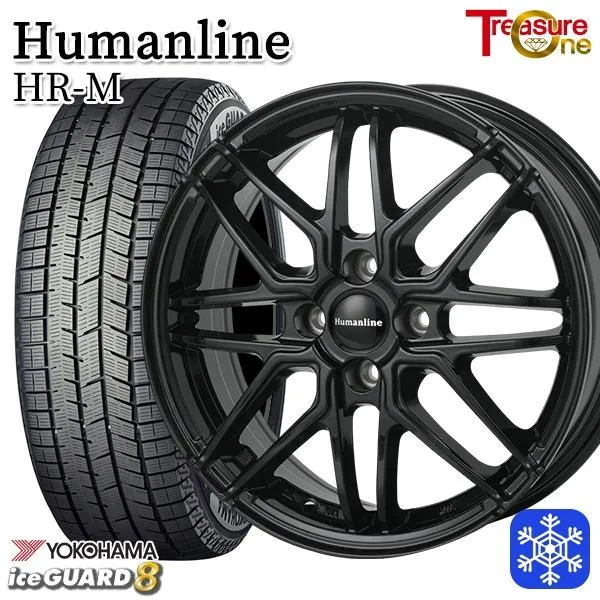 175/65R14インチ ヨコハマ アイスガード IG80 5.5J 4H100 スタッドレスタイヤホイール4本セット ヒューマンライン HR-M BK
