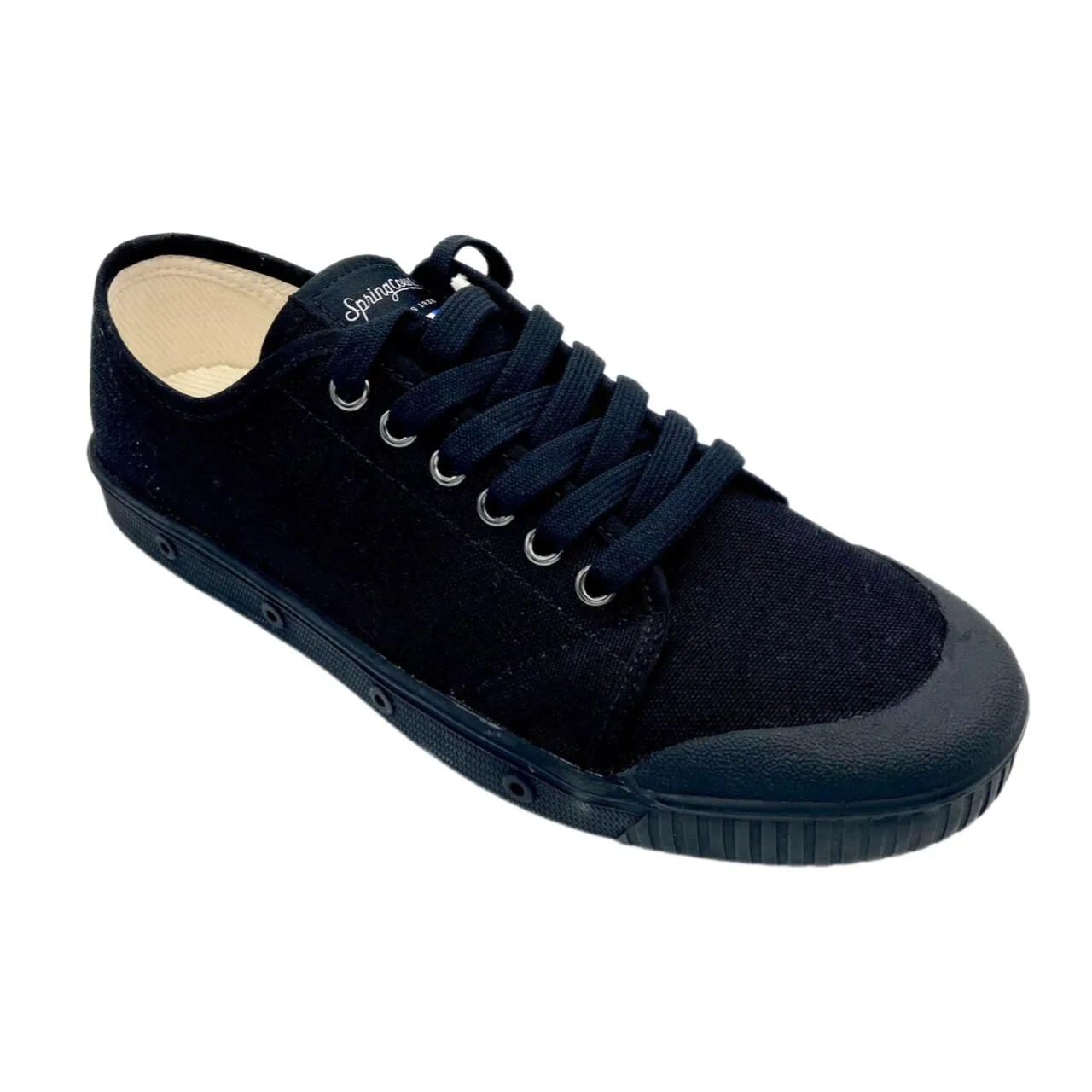 【SPRING COURT スプリングコート】G2S-1003 CLASSIC CANVAS BLACK クラシック キャンバス ブラック<br>スニーカー ローカット オーガニックコットン ミント 軽量 紐靴 婦人靴<br>かわいい おしゃれ シンプル 靴 レディース  シューズ フランス パリ