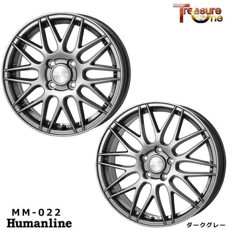 15インチ 4H100 5.5J 5.5J+43 4穴 ホイール 【1本単品 新品】 ダークグレー Humanline MM-022 送料無料 トレジャーワン
