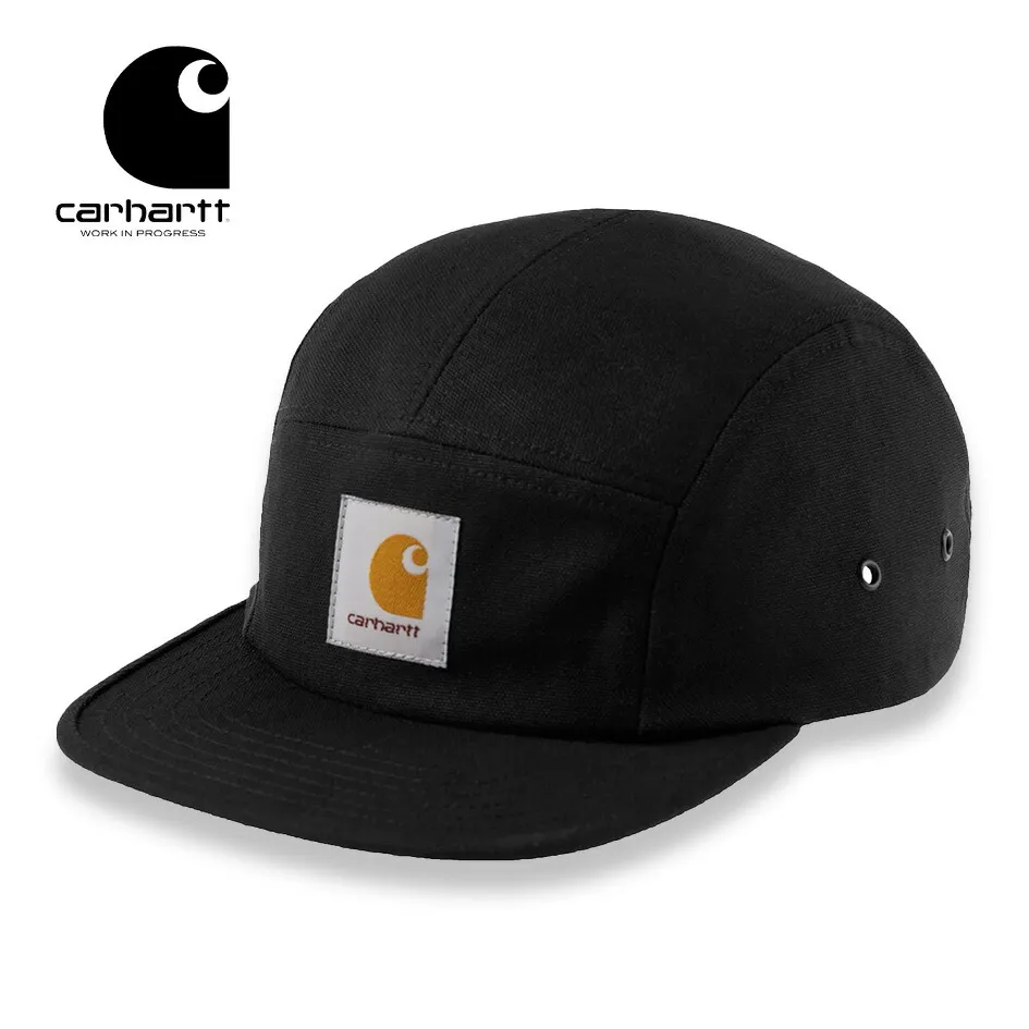 【1日最大P21倍】カーハート CARHARTT I034853 BACKLEY CAP バックレーキャップ ブラック 5パネルキャップ コットンキャンバス 9.3oz Cロゴスクエアラベル フラットピーク 金属アイレット 通気性 調節可能ストラップ ユニセックス (250828)